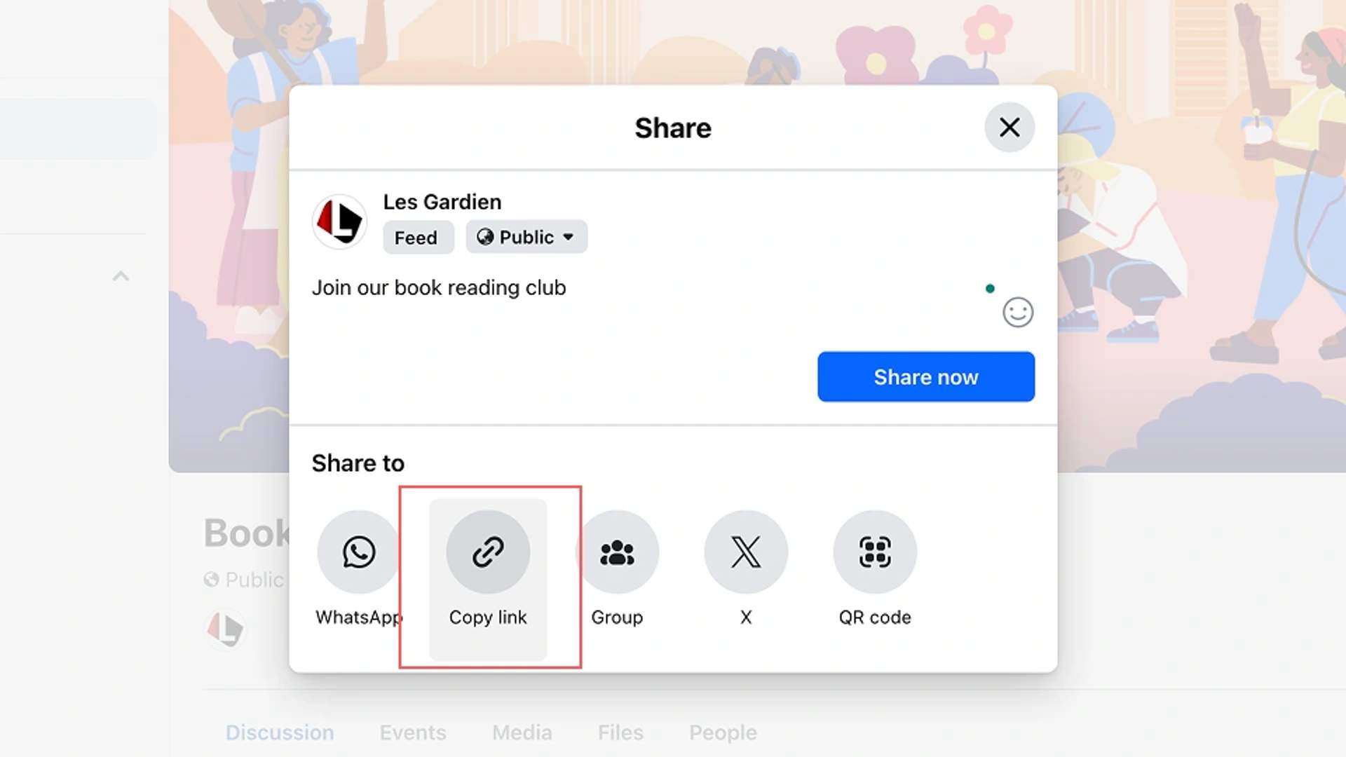 Facebook QR Code - copy share link