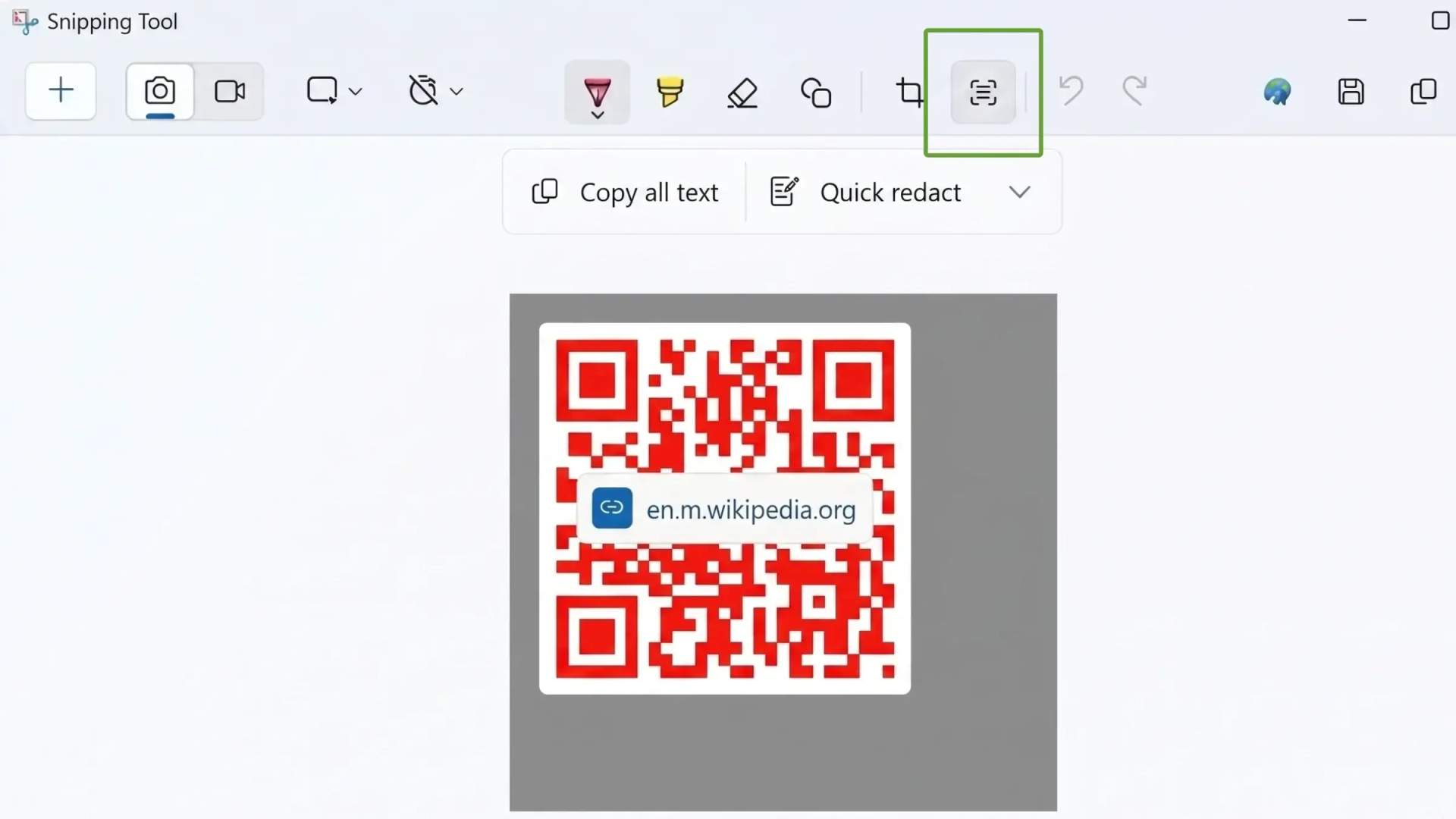 scan QR Code using Snipping Tool