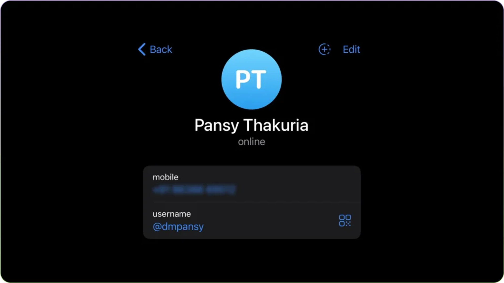 Create QR code for Telegram contact