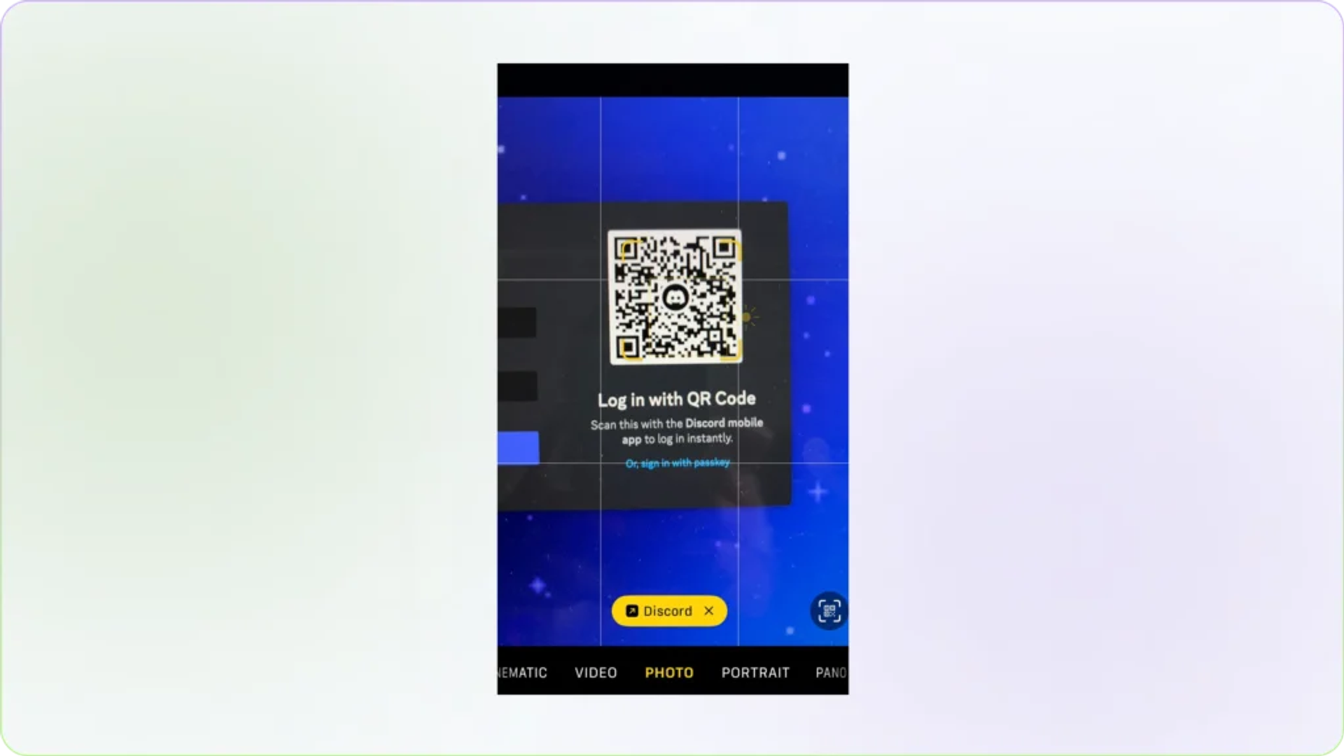 How do you log in to the Discord browser using a QR Code on Phone