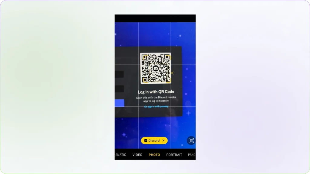 How do you log in to the Discord browser using a QR Code on Phone