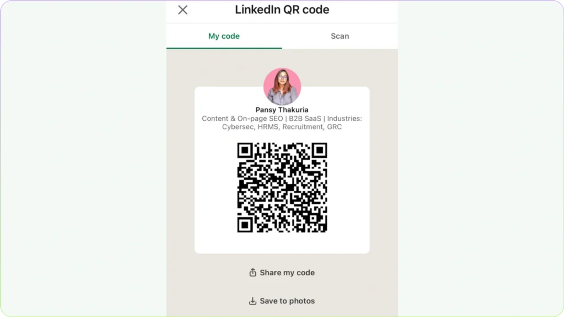 Download your LinkedIn QR Code