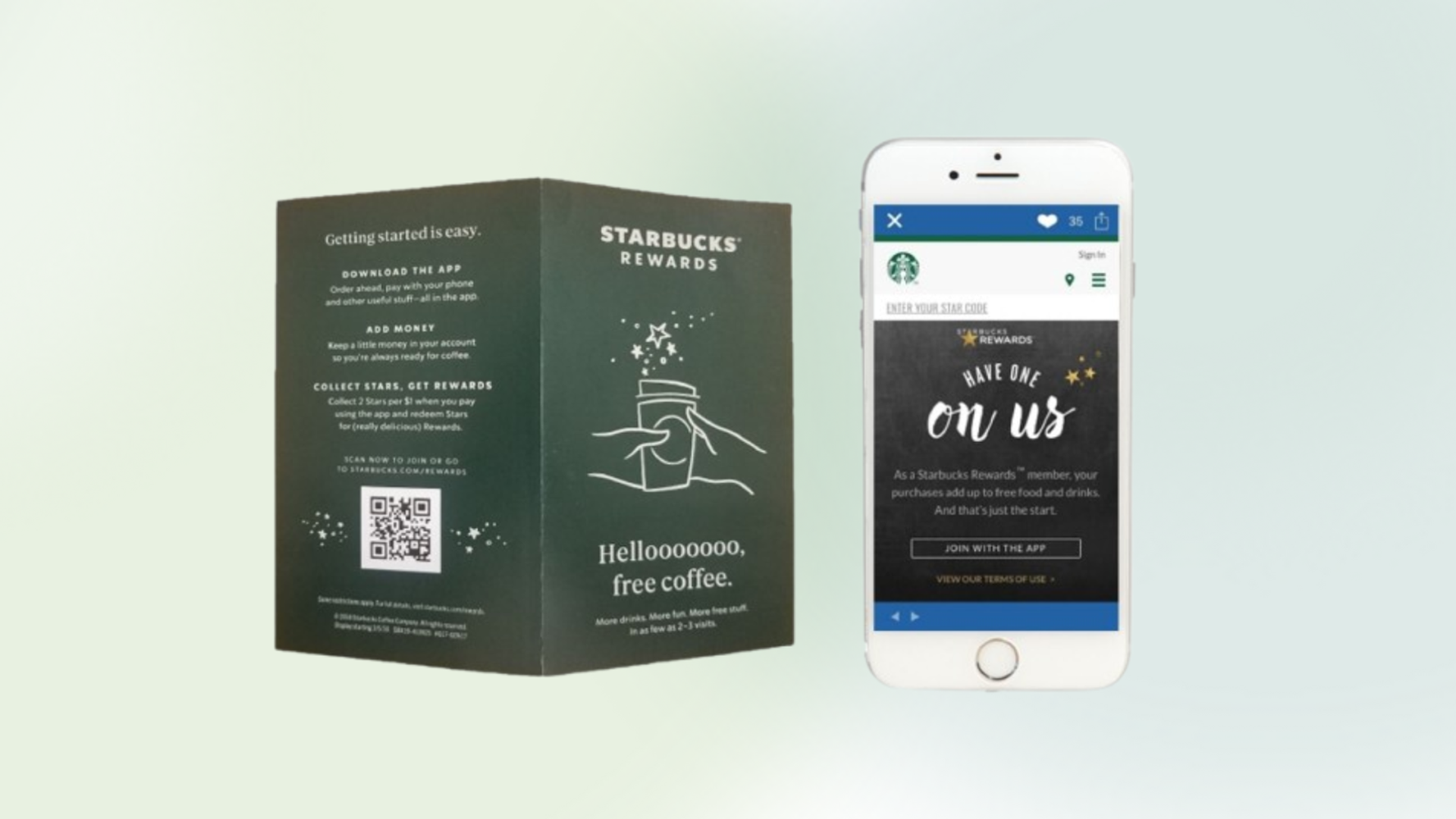 Starbucks offers rewards for downloading its app using QR Codes
