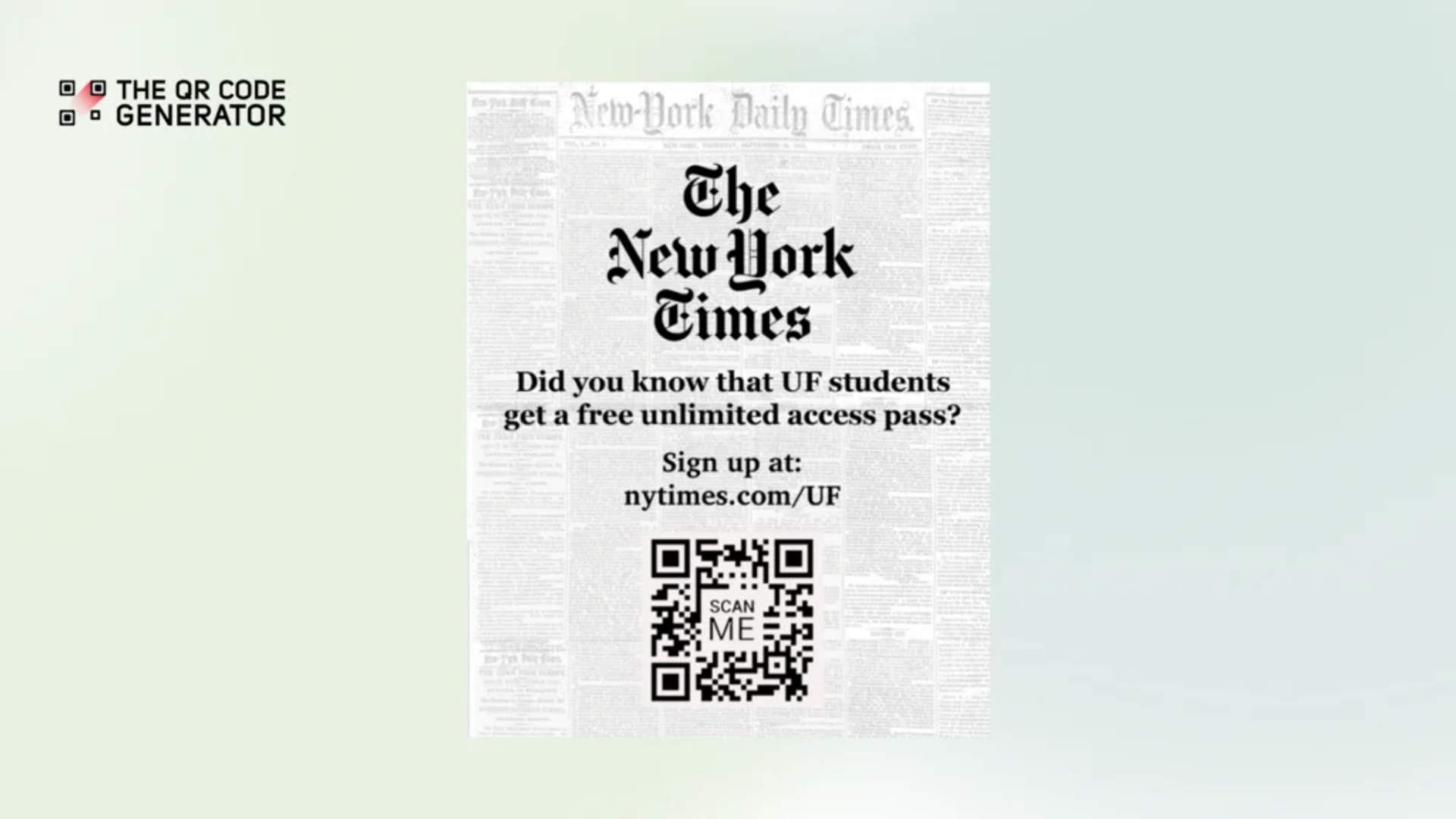 New York Times student membership QR Code