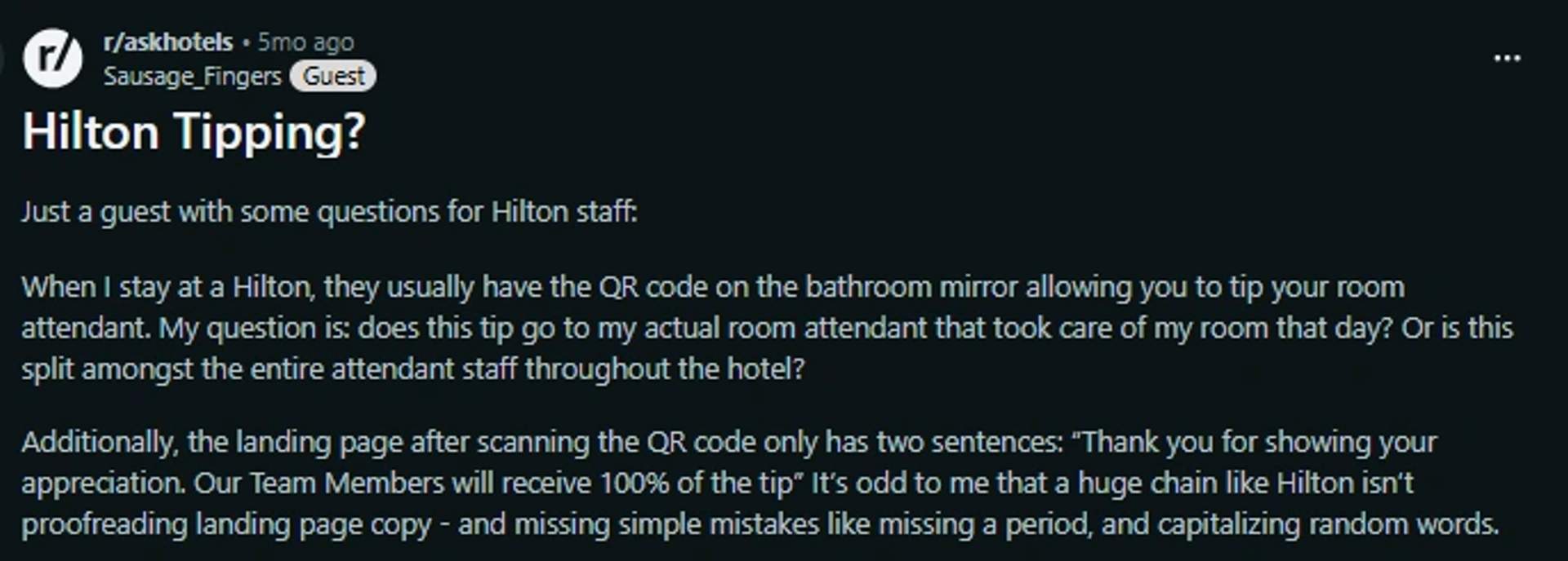 QR Code example in Hilton