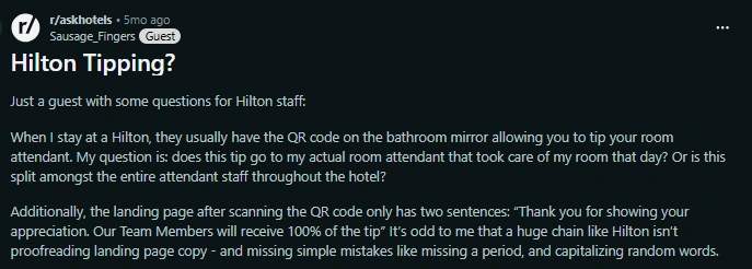 QR Code example in Hilton