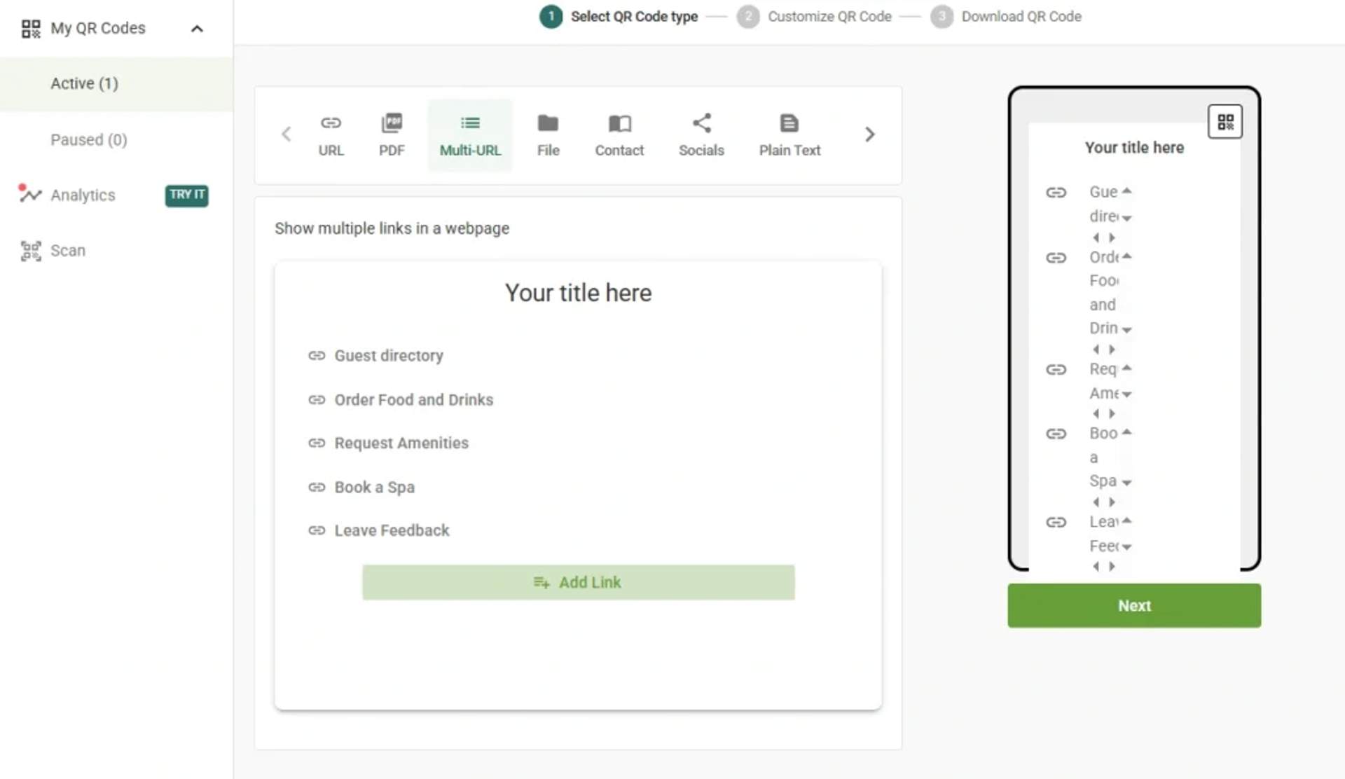 Create a small menu 
