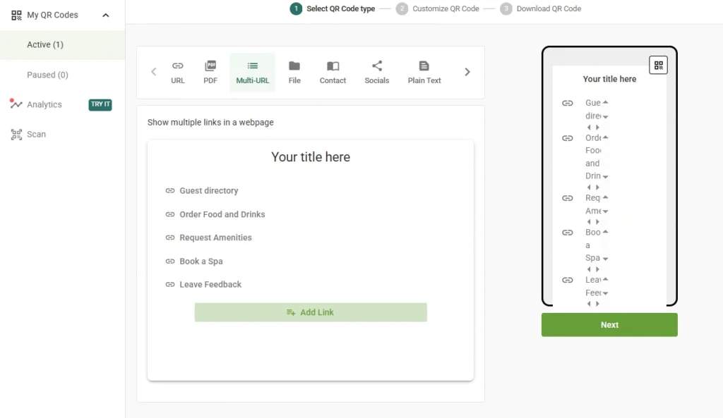 Create a small menu