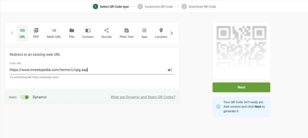 Create a dynamic review QR Code