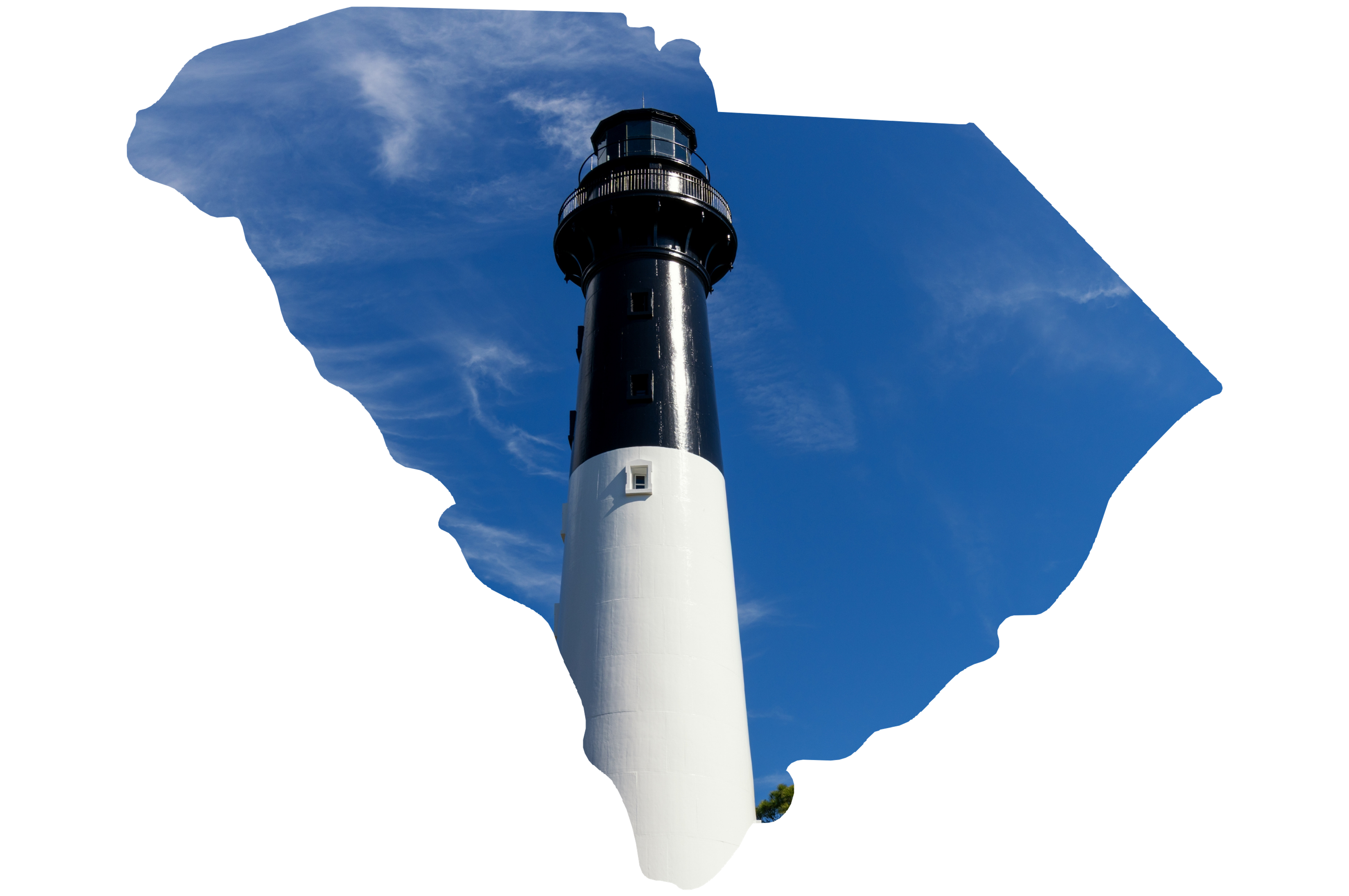 beaufort lighthouse with south carolina state outline