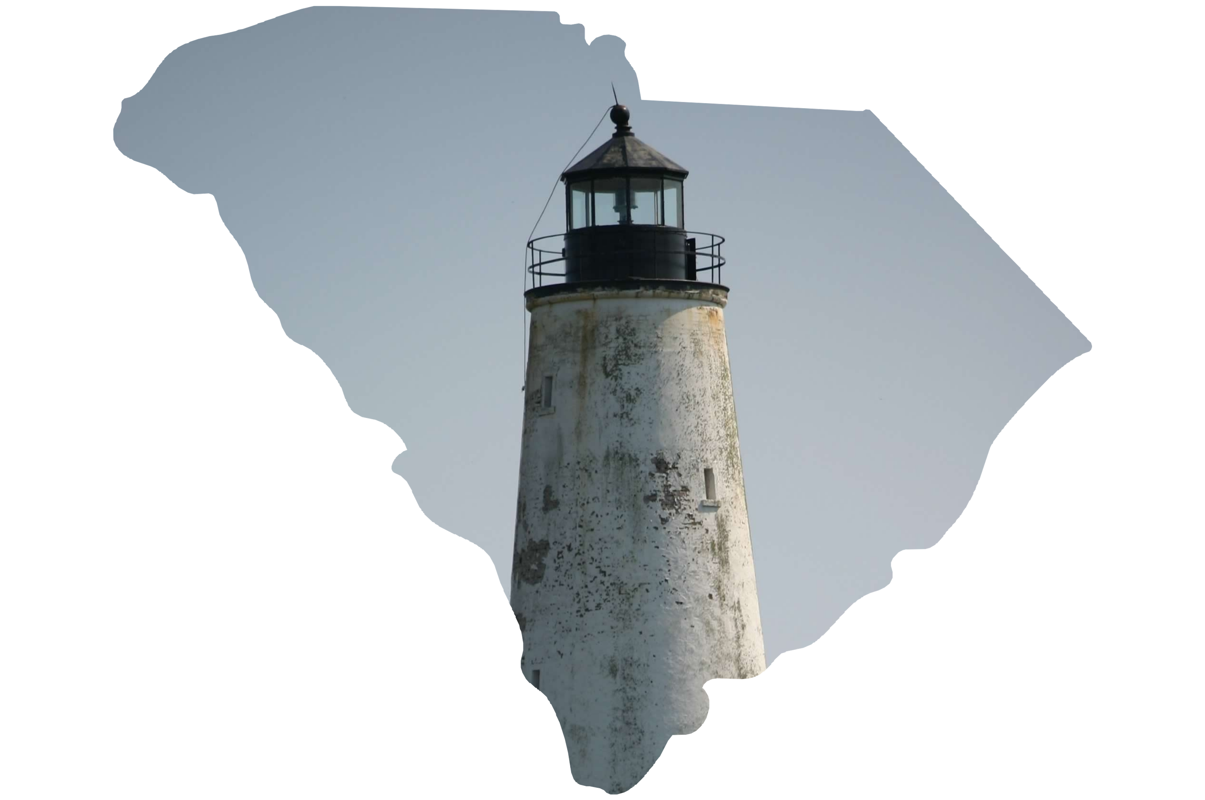 georgetown lighthouse with south carolina state outline
