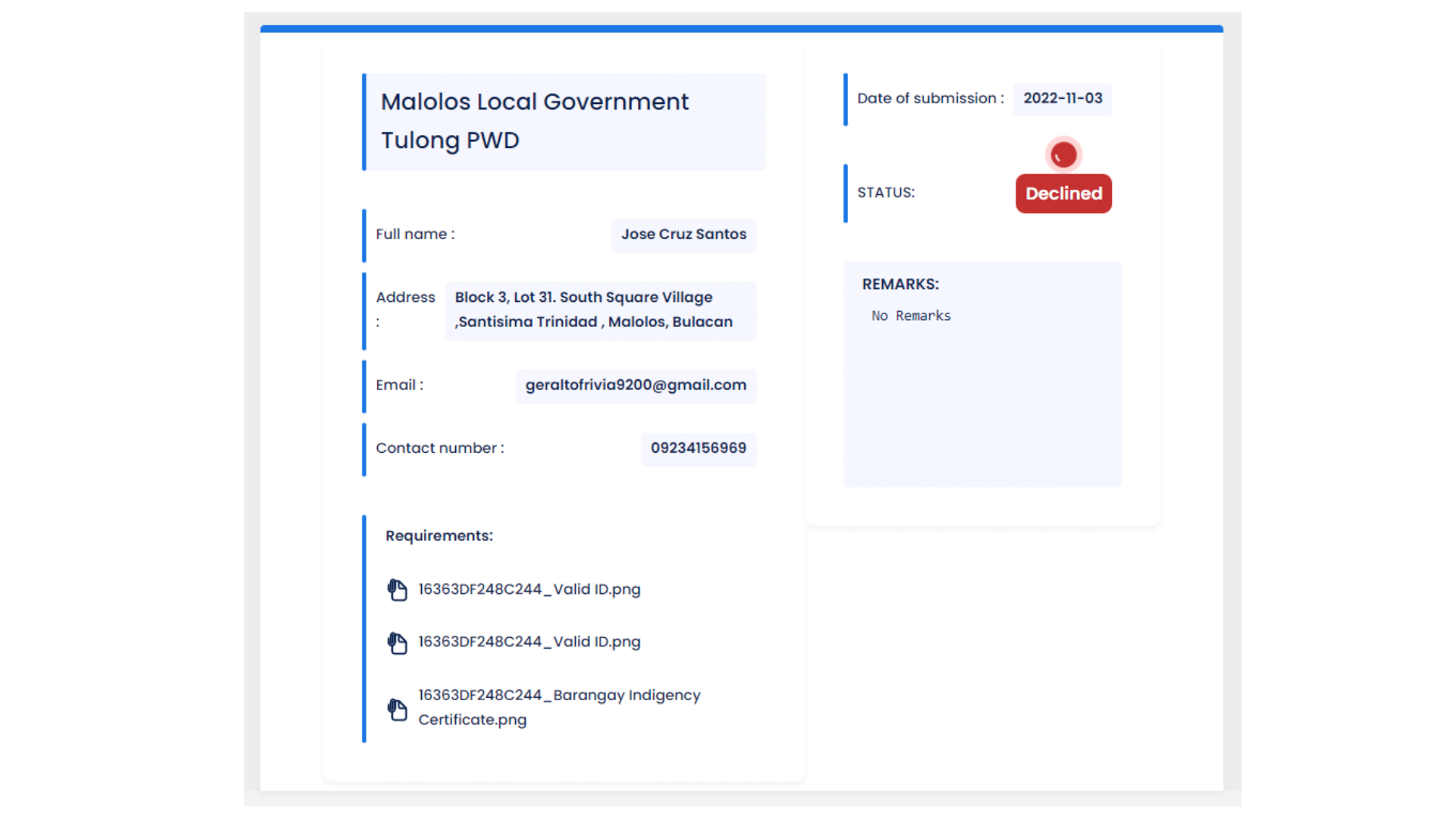 Application Result