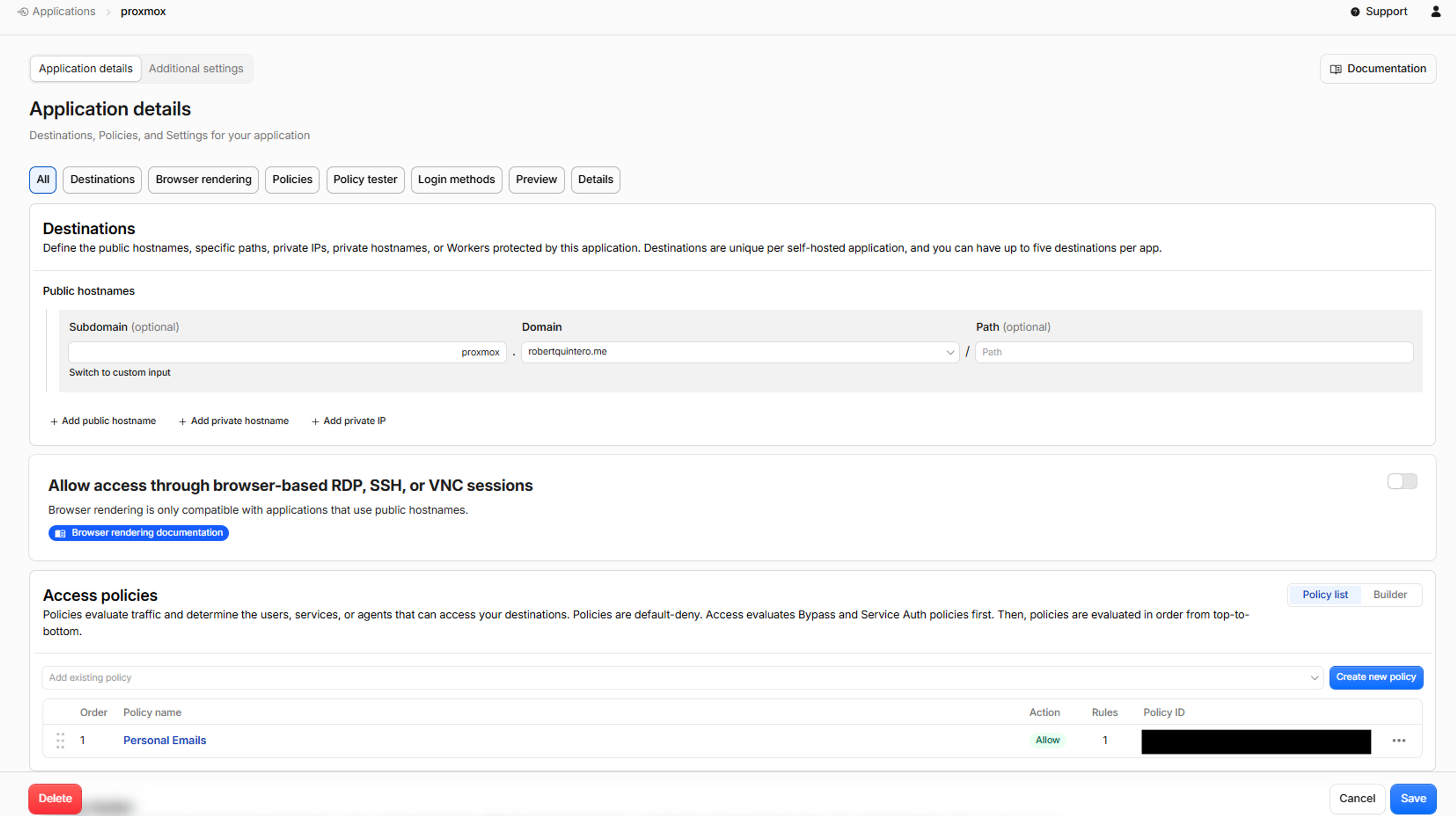 Cloudflare Access Application