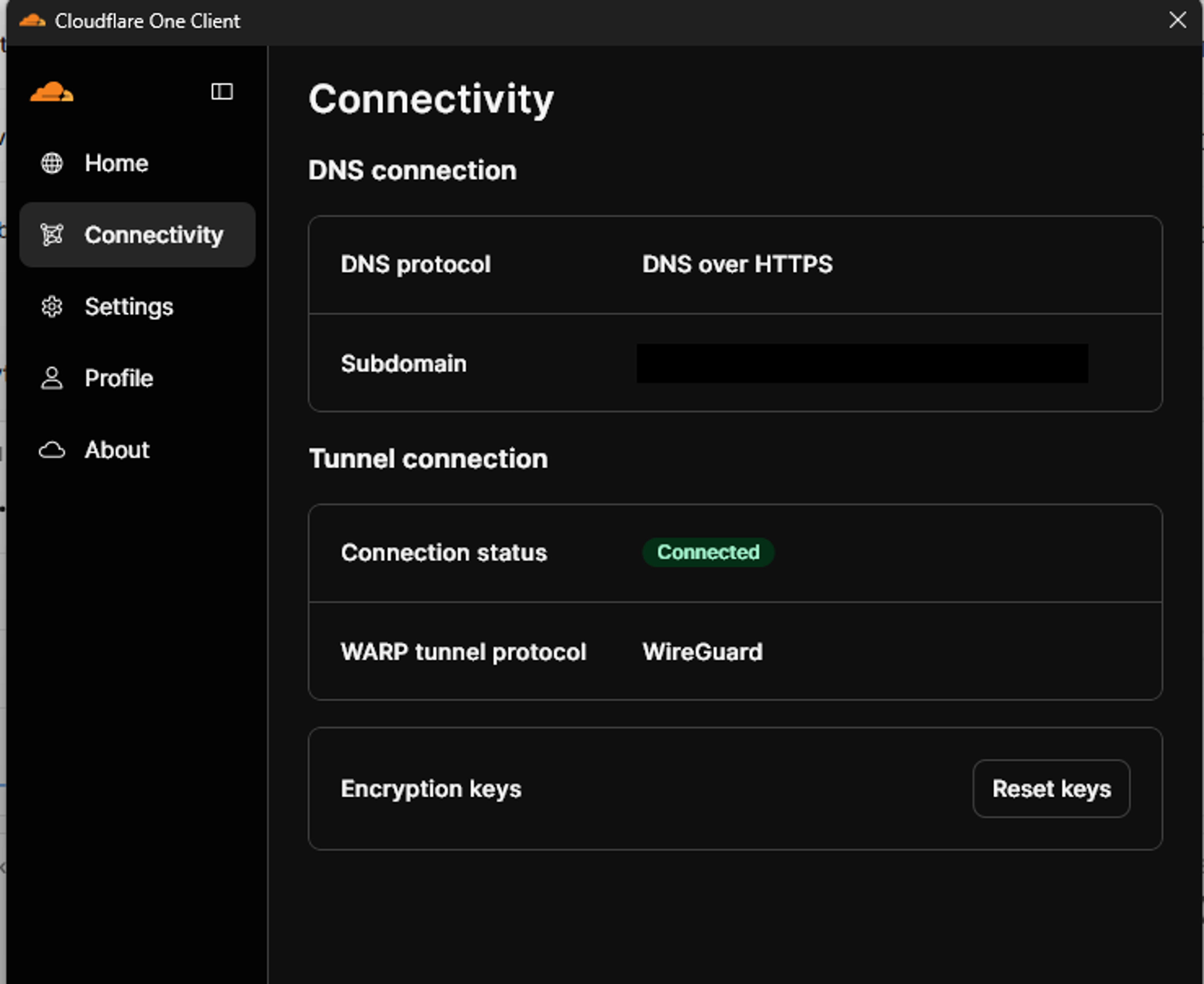 Connected status
