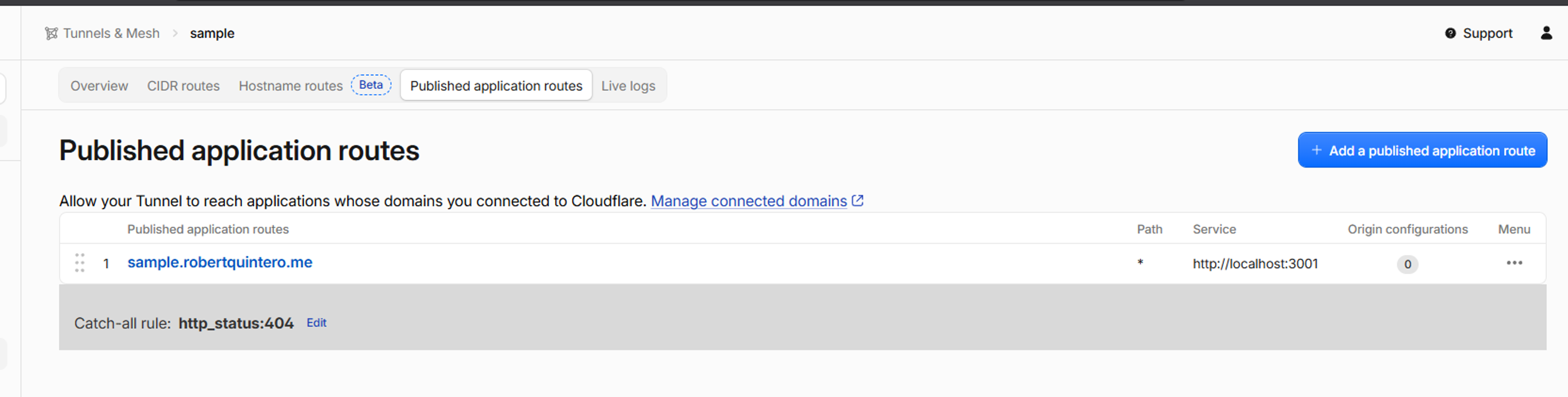 Published application routes
