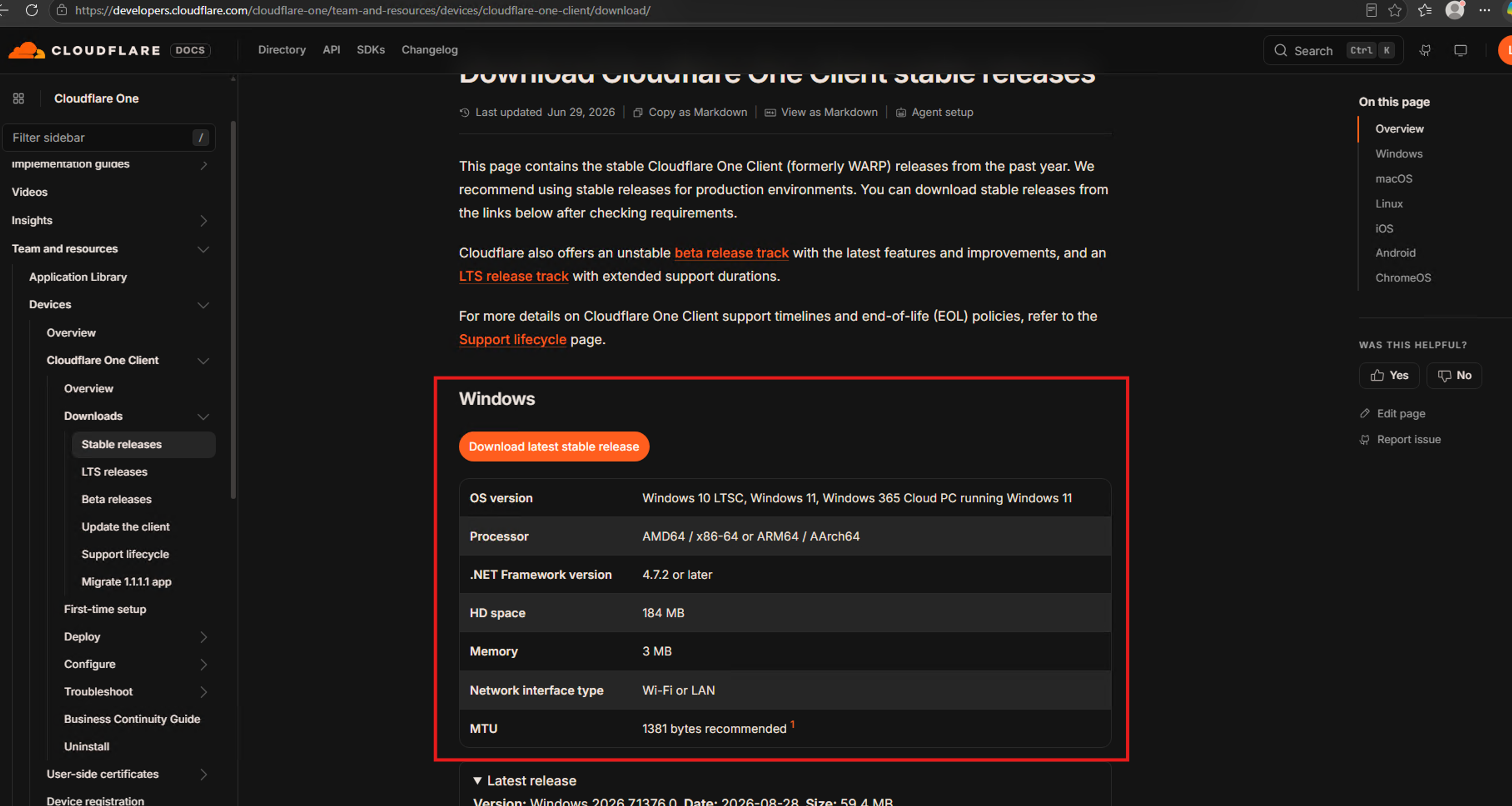 Windows Installer Cloudflare One Client