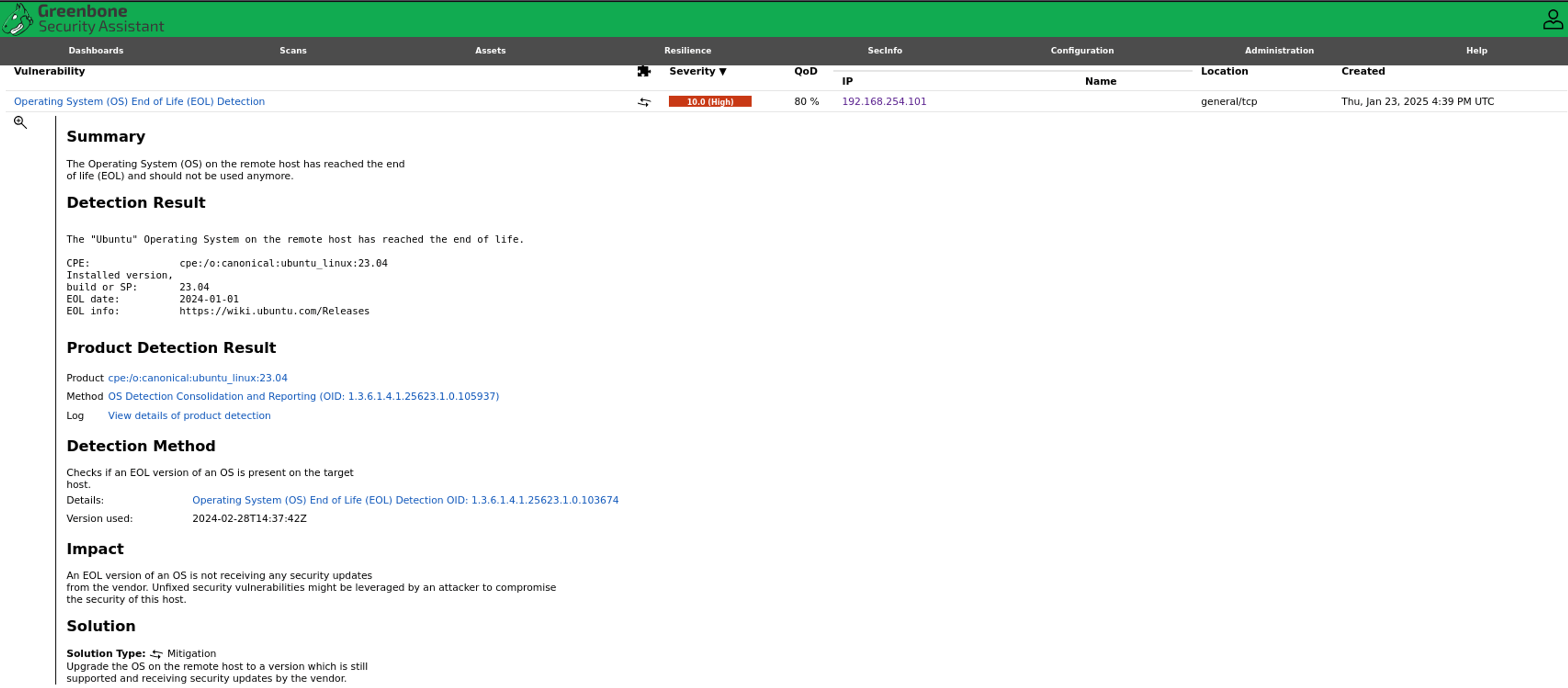 OpenVAS vulnerability details