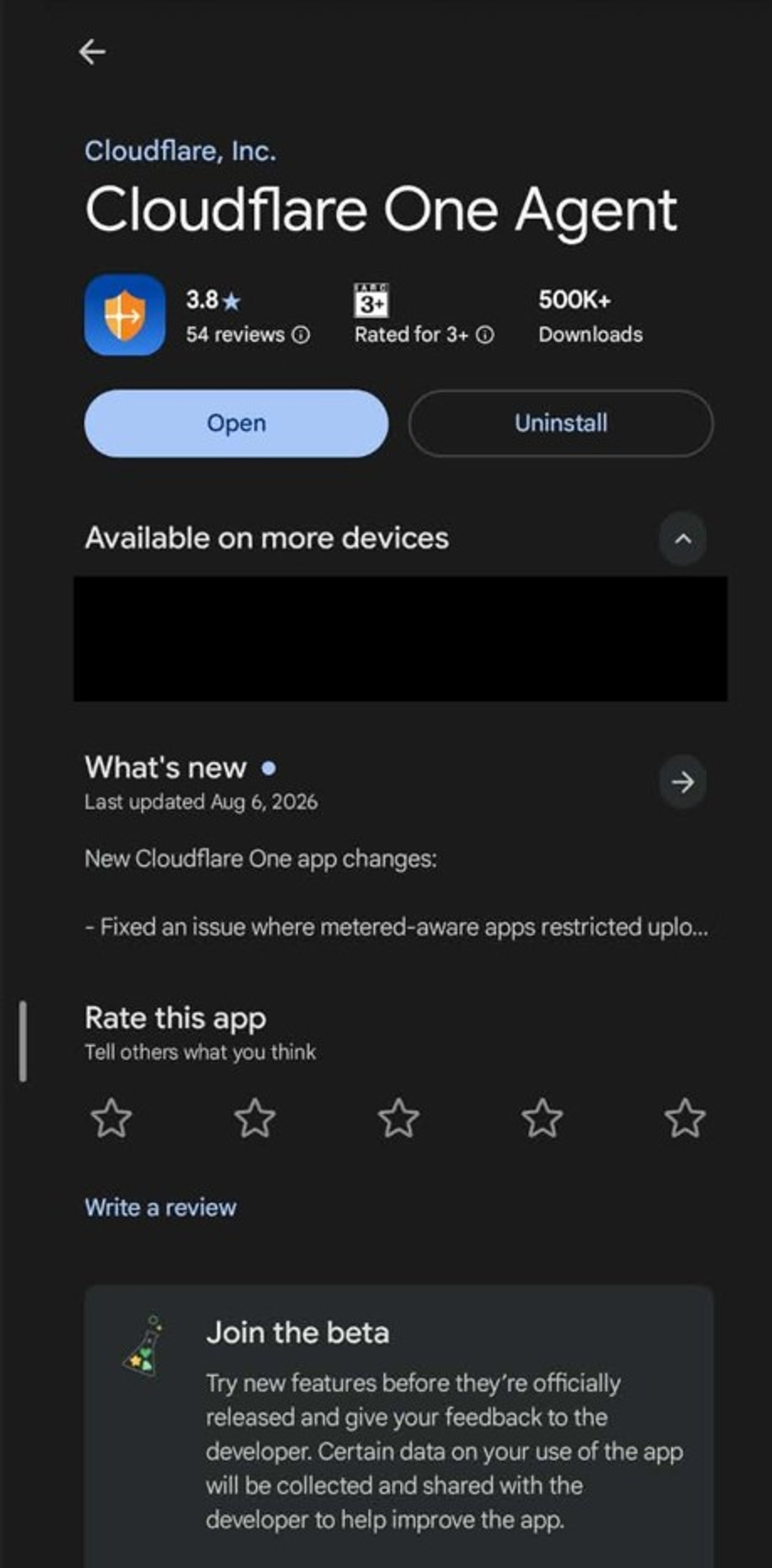 Google store Cloudflare one agent