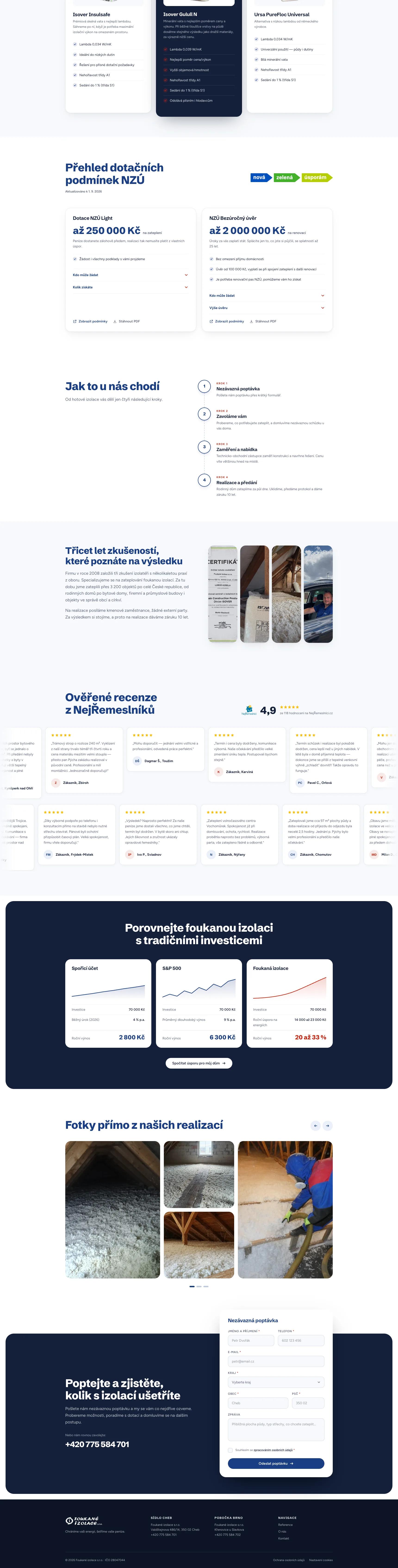 Web Foukané izolace s.r.o. — spodní část