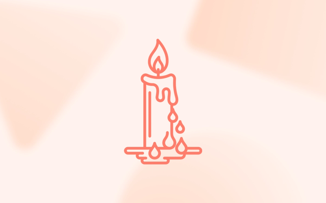 A line drawing of a melting candle with wax drips, representing how creative decay and ad fatigue inflate Meta cost per click.