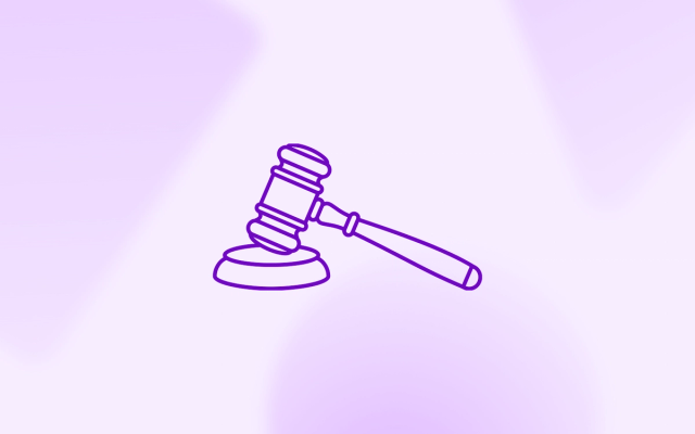 A minimalist line drawing of an auction gavel tilted at an angle, centered on a soft pastel background.