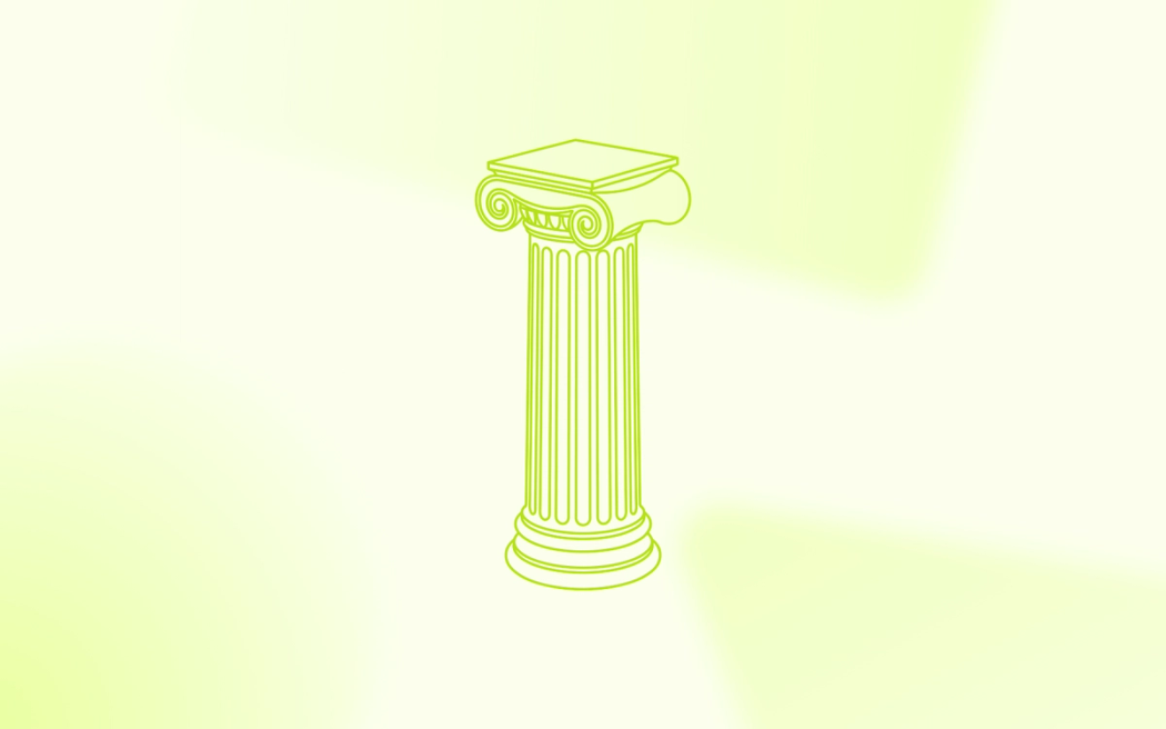 A line drawing of a classical stone column, illustrating where to build the AI context layer in a marketing stack.