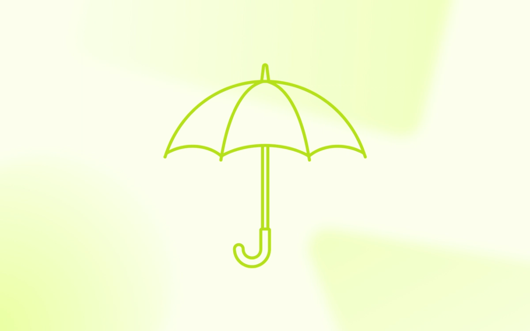 A line drawing of an open umbrella, representing how AI pricing intelligence protects e-commerce margins against unpredictable shipping and operational cost shifts.