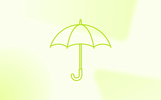 A line drawing of an open umbrella, representing how AI pricing intelligence protects e-commerce margins against unpredictable shipping and operational cost shifts.