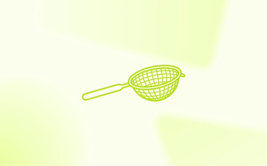 A minimalist line drawing of a handheld sieve, illustrating how AI filters out daily ad noise to detect real performance anomalies.