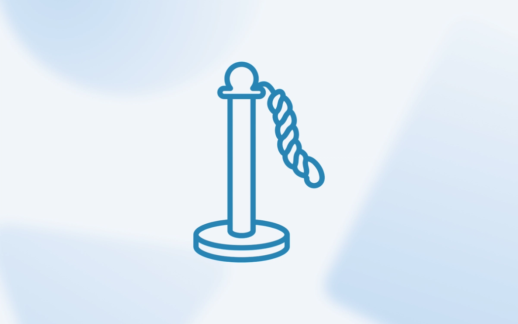A line drawing of a classic velvet rope stanchion post, illustrating meta ads optimization strategies to filter out low-quality lead submissions.
