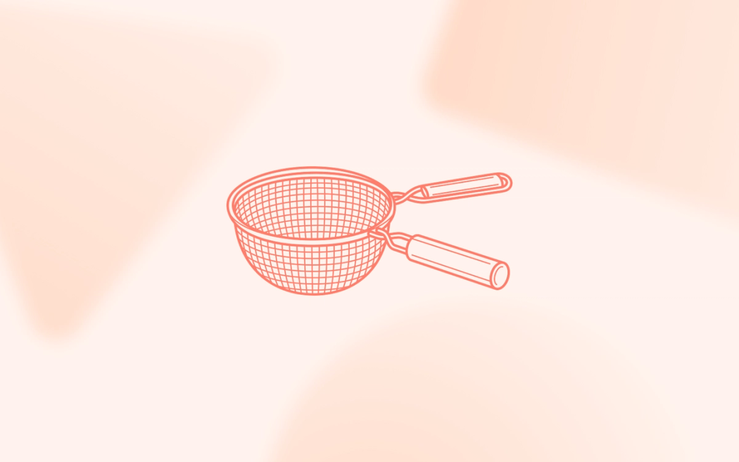 A clean line drawing of a mesh strainer, showing how to safely build an agentic customer data platform.