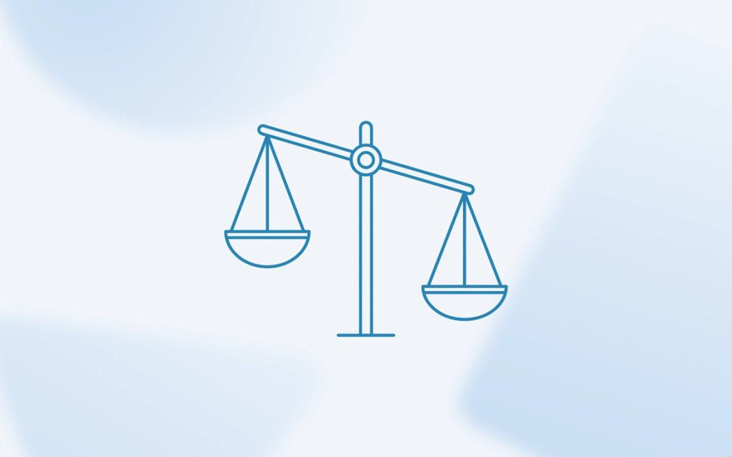 A line drawing of a classic balance scale, illustrating the comparison of lead quality and conversion rates between Google Search and Performance Max.