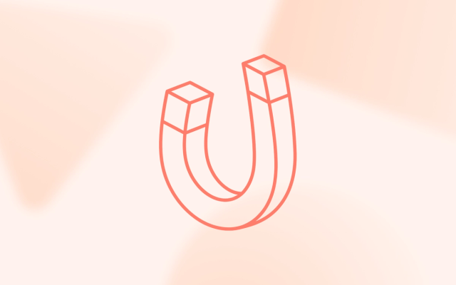 A line art horseshoe magnet, illustrating how an AI-ready marketing data architecture uses real-time vector retrieval to match customer behaviors.