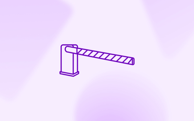 A line drawing of a lowered boom barrier gate, illustrating how human-in-the-loop approvals prevent unsupervised AI advertising campaign failures.