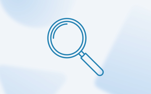 A line art drawing of a hand-held magnifying glass, illustrating how Meta ads Higher Intent lead form settings improve sales pipeline quality.