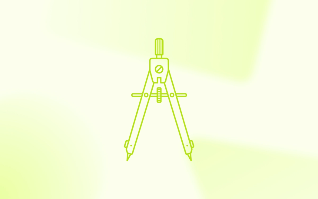 A line drawing of a drafting compass, illustrating how to use AI ad intelligence tools to benchmark competitor media budgets.