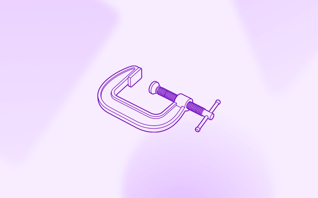 A line drawing of a metal C-clamp, illustrating how an ai marketing agency can cap consumption and manage martech costs.