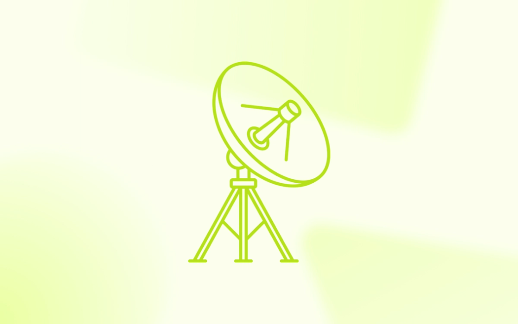 A minimalist line drawing of a radar dish, representing how an AI marketing company automates competitor analysis to monitor market shifts continuously.