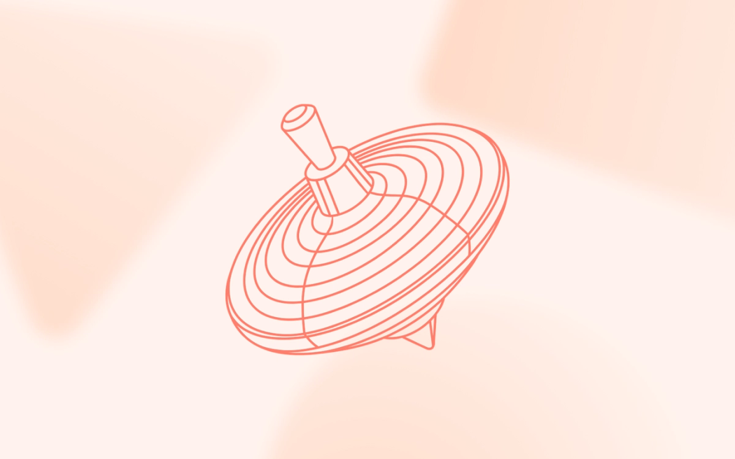 A line drawing of a slightly tilted spinning top, illustrating how to predict ad fatigue and creative decay before campaign performance drops.