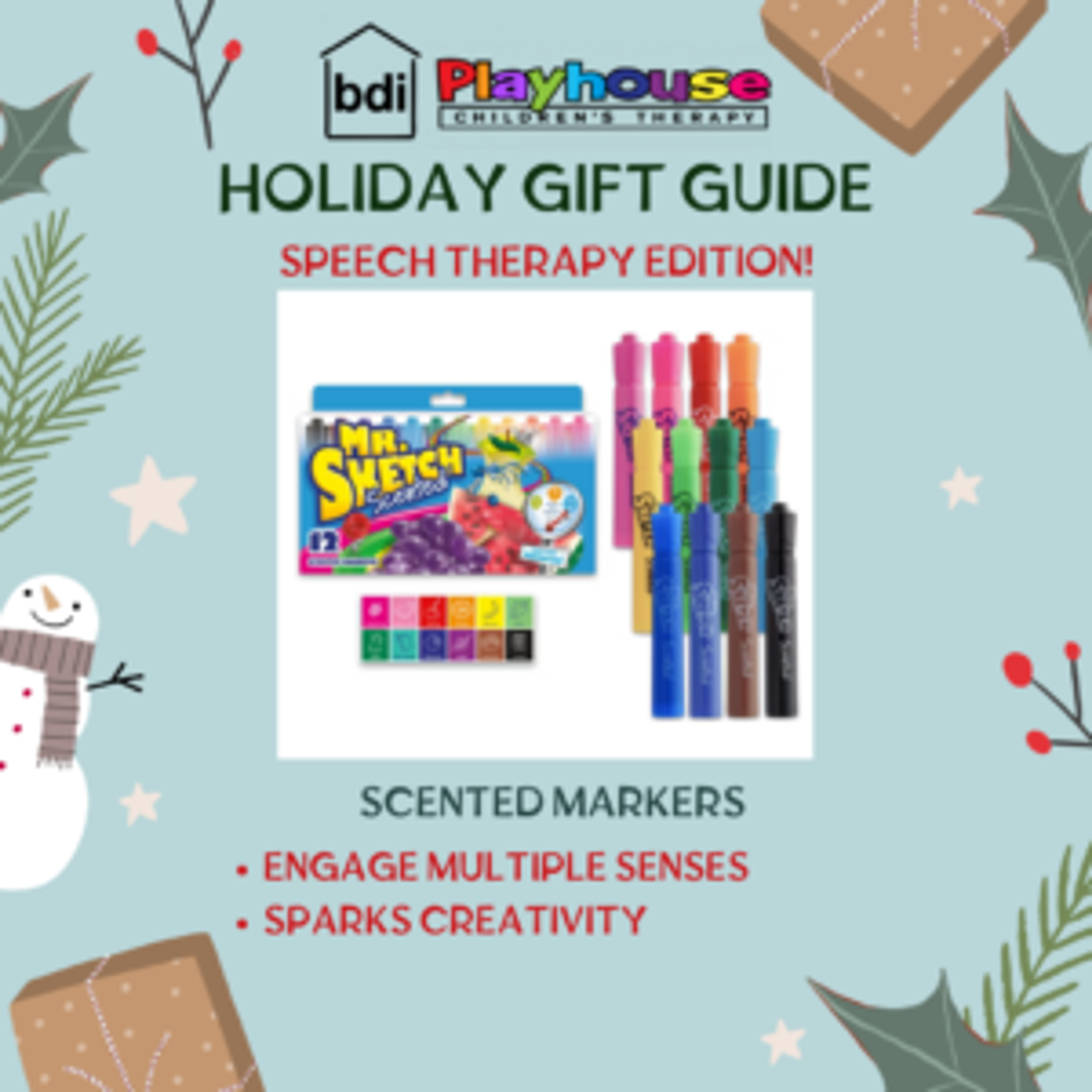 Holiday gift guide, speech therapy edition: scented markers, to engage multiple senses and spark creativity