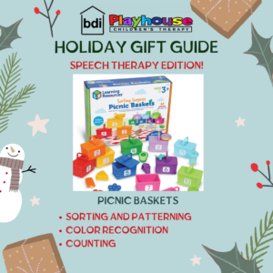 Holiday gift guide, speech therapy edition: picnic baskets sorting set, for sorting, patterning, colors and counting