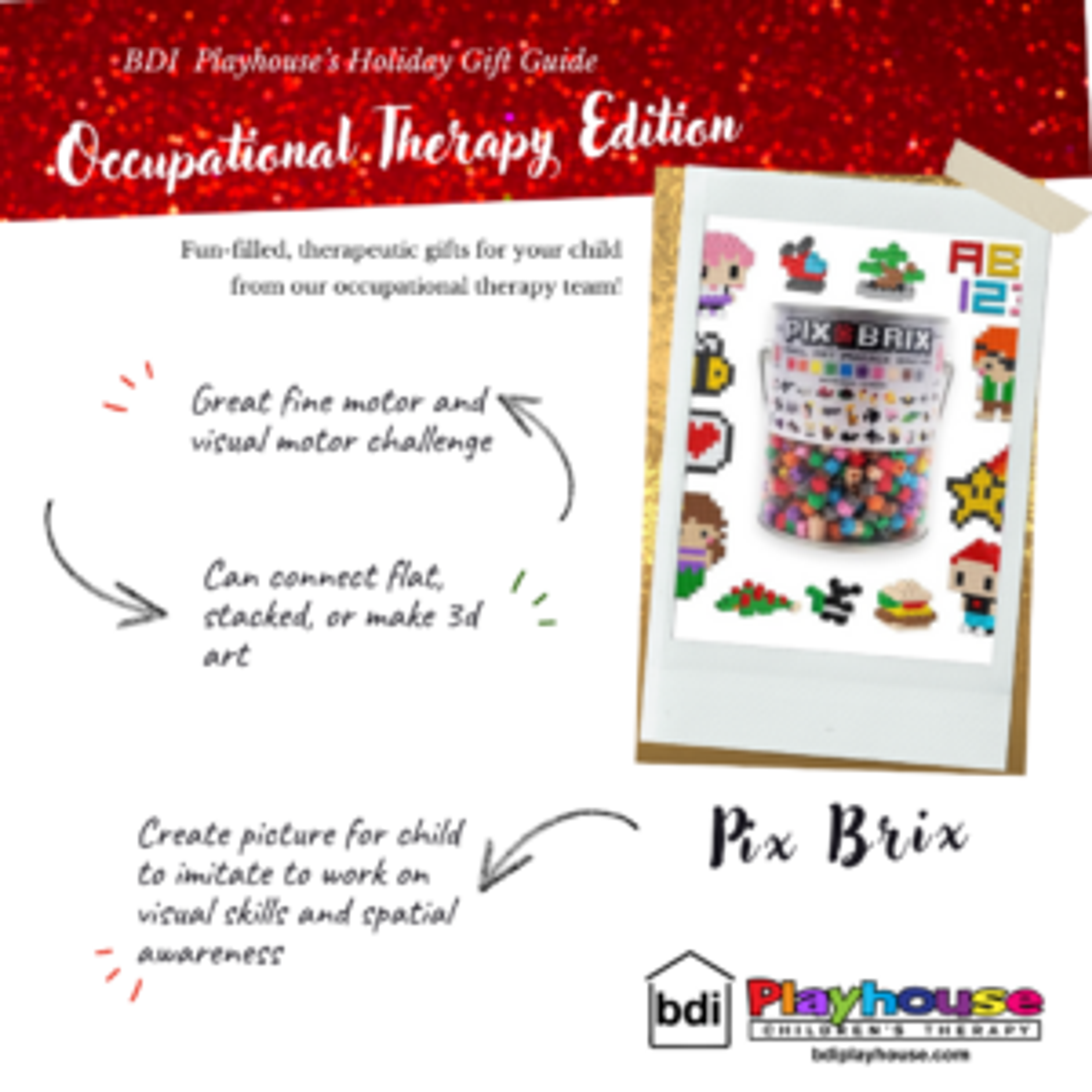 Holiday gift guide, occupational therapy edition: Pix Brix, a fine motor and visual motor building challenge