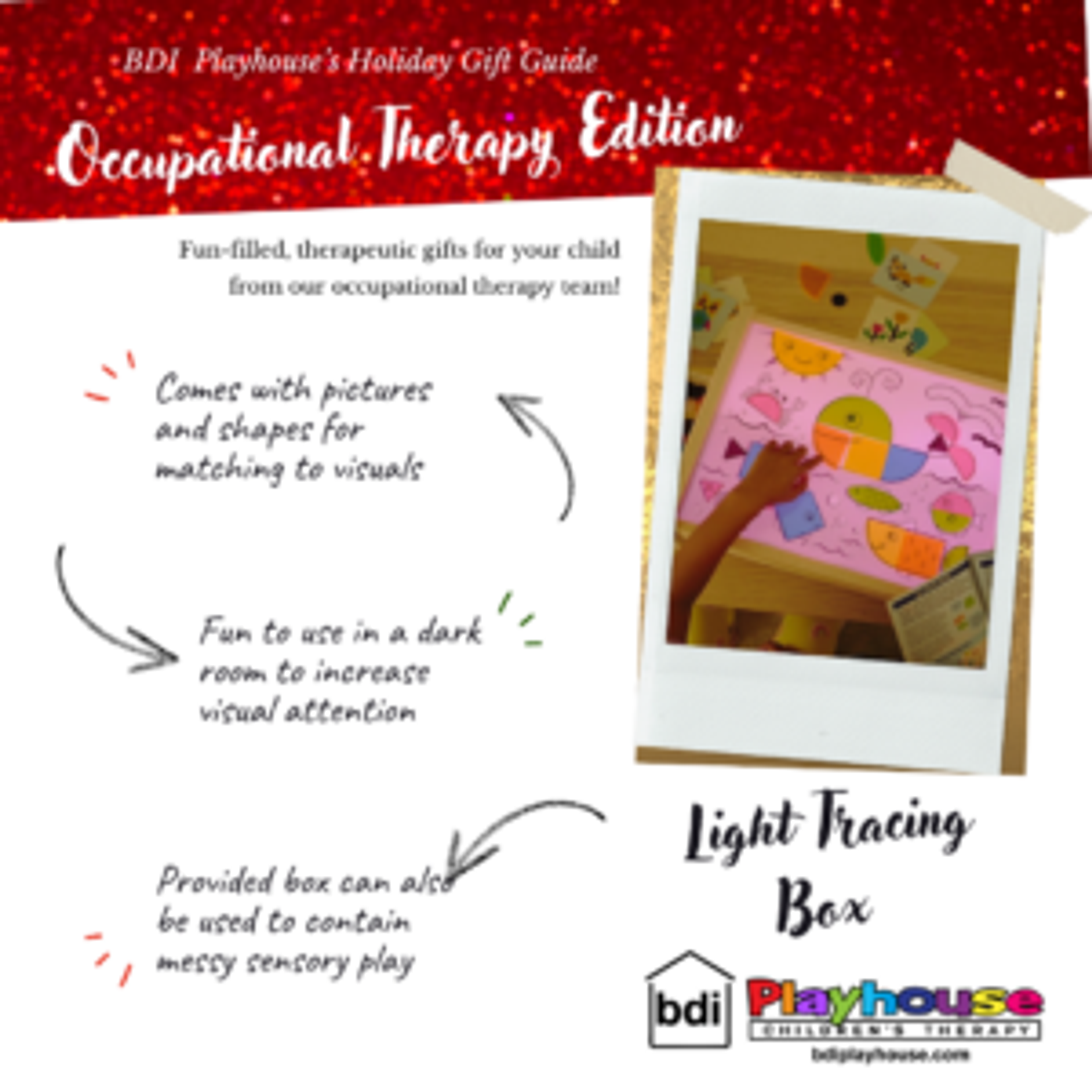 Holiday gift guide, occupational therapy edition: light tracing box, for matching visuals and visual attention