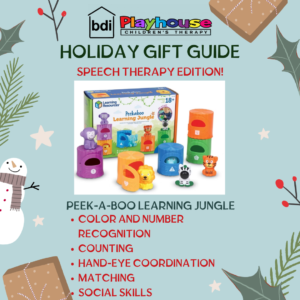Holiday gift guide, speech therapy edition: Peek-a-Boo Learning Jungle, for colors, counting, matching and social skills