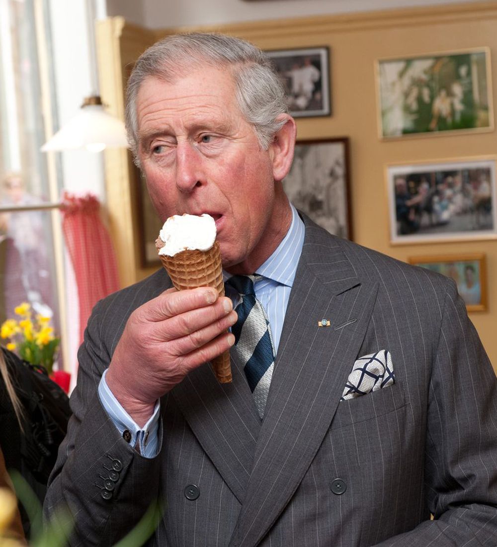 Prince Charles eating. 