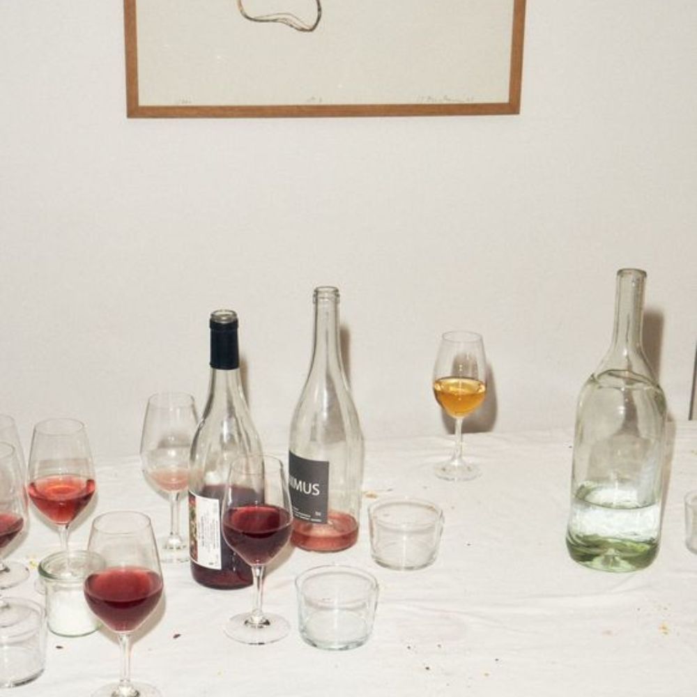 Wine bottles on a table