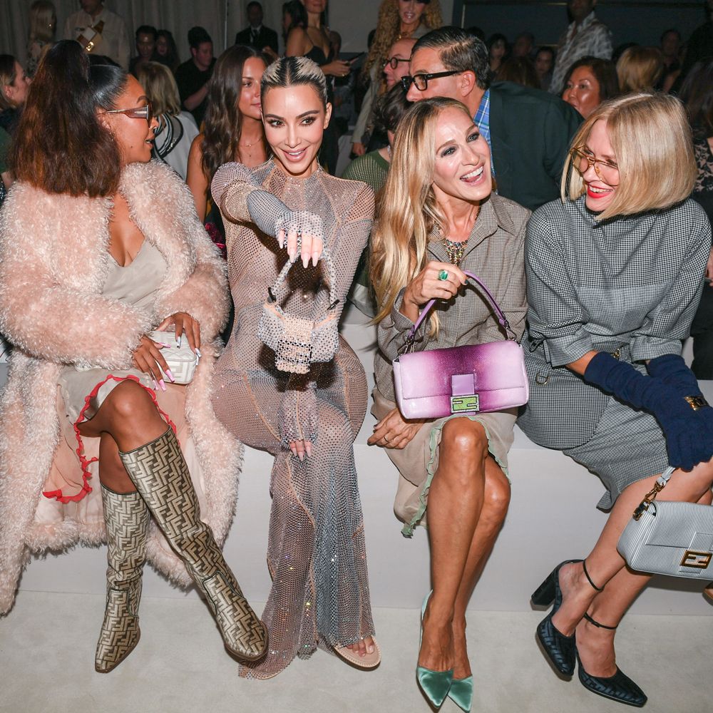 La La Anthony, Kim Kardashian, Sarah Jessica Parker and Naomi Watts front row at Fendi. Image: Supplied 