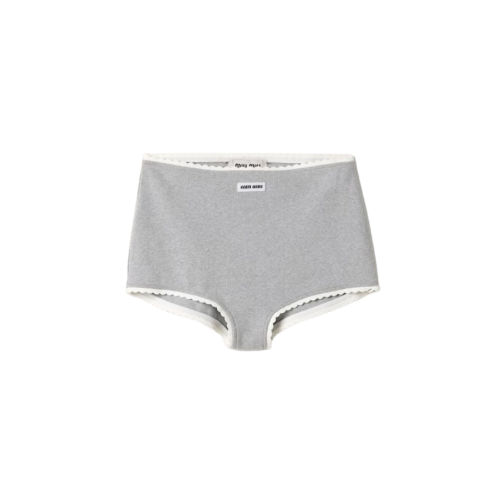 Miu Miu Women's Logo Rib Briefs in Grey