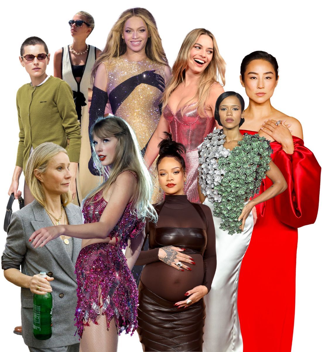 Beyonce, Margot Robbie, Taylor Swift, Rihanna, Taylor Russell, Greta Lee, Sofia Richie, Emma Corrin