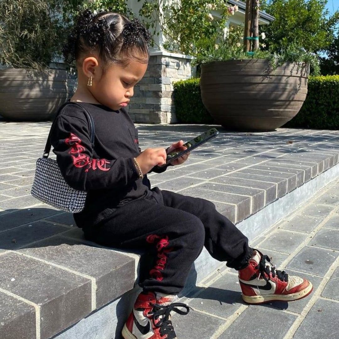 Stormi Webster on the phone